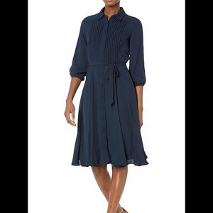 NWT- Nanette Lepore Women's Long Sleeve Pintuck Shirt Dress